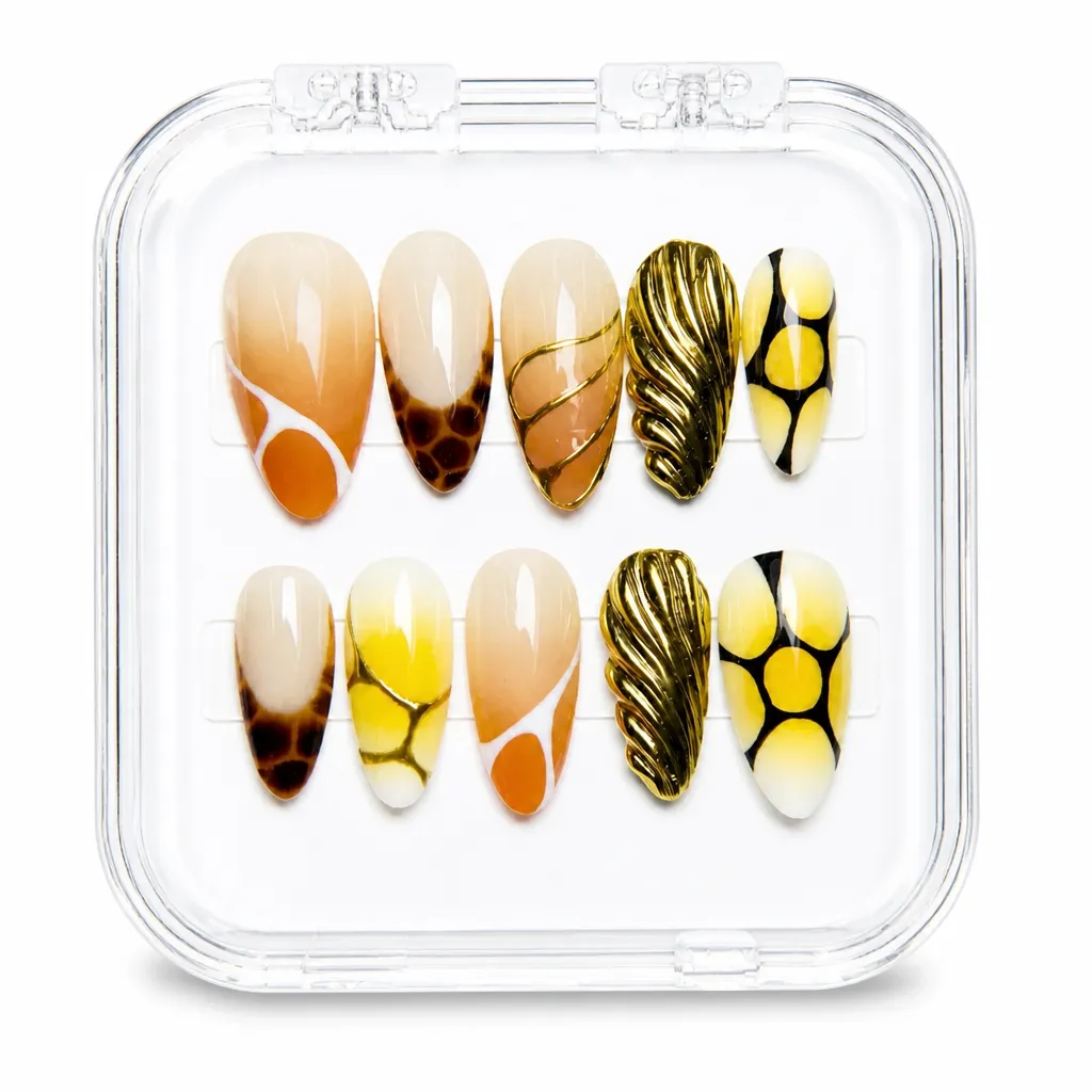 Nude Golden Geometry – Xưởng gia công Nailbox Sỉ thủ công