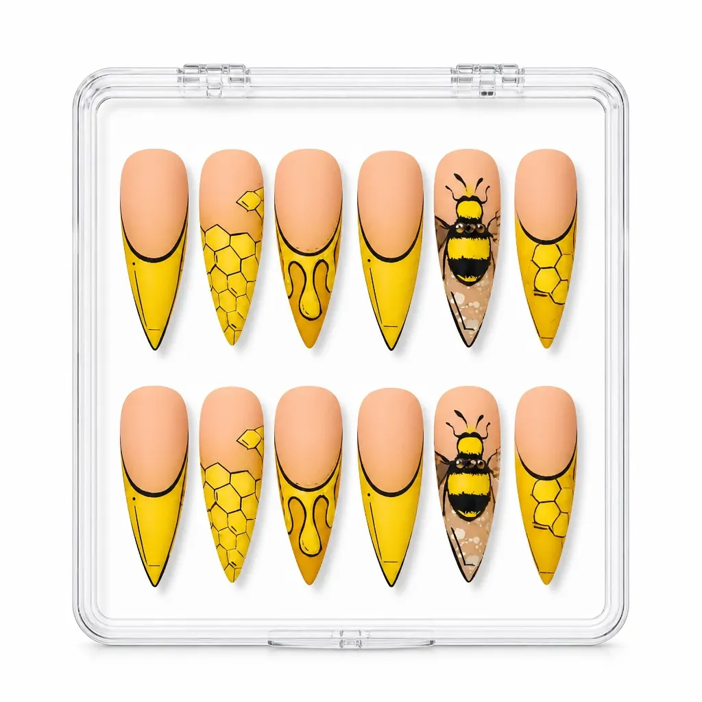 Nude Honeycomb Stiletto – Mẫu Nailbox Sỉ Thiết Kế Thủ Công