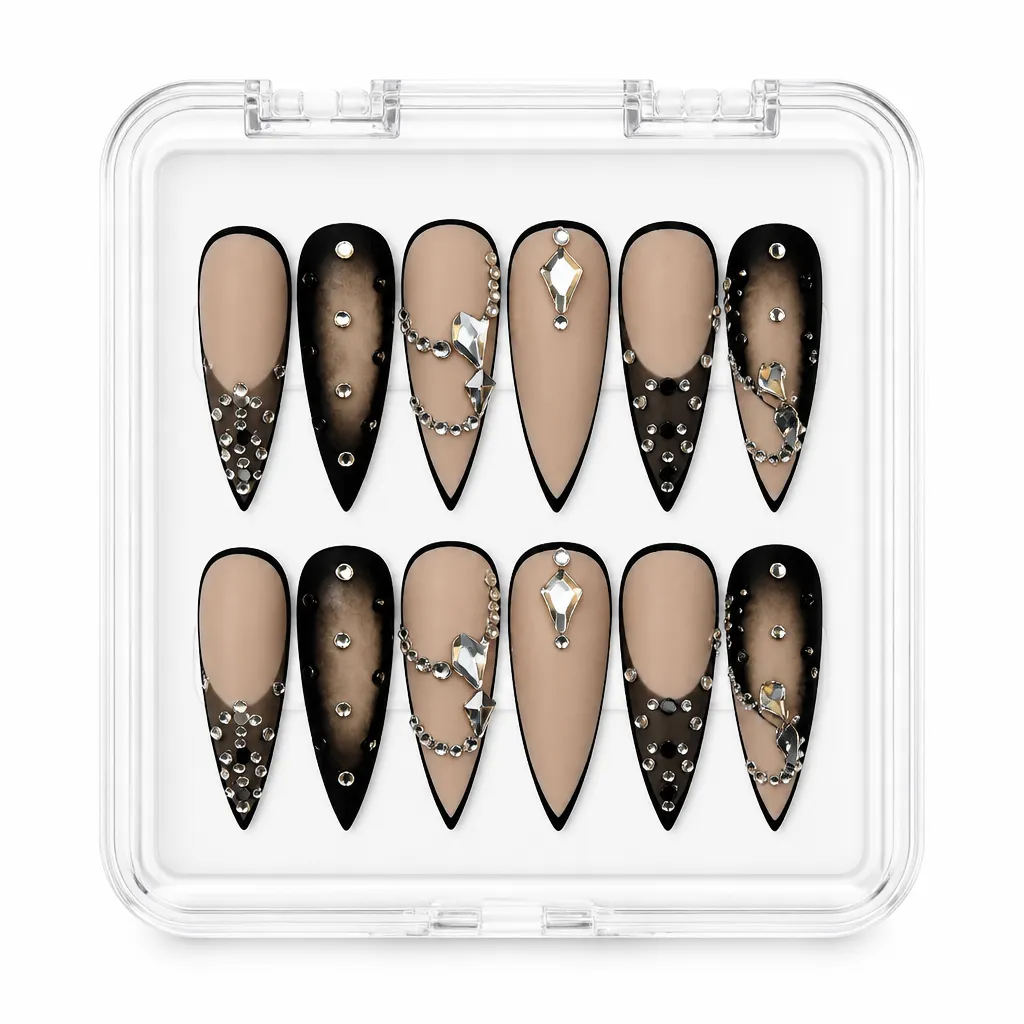 Nude Obsidian Elegance – Xưởng gia công Nailbox Sỉ thủ công