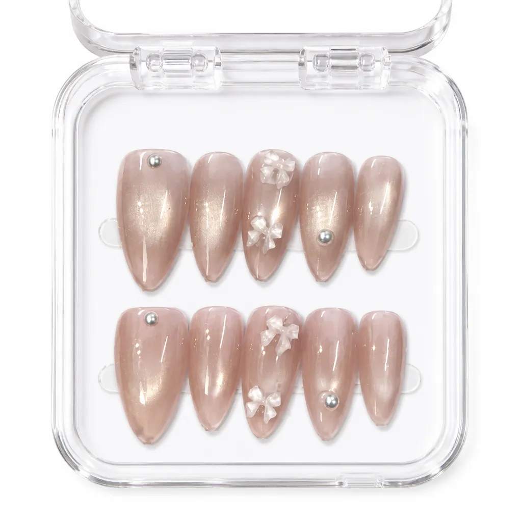 Nude Shimmer Elegance – Xưởng gia công Nailbox Sỉ thủ công