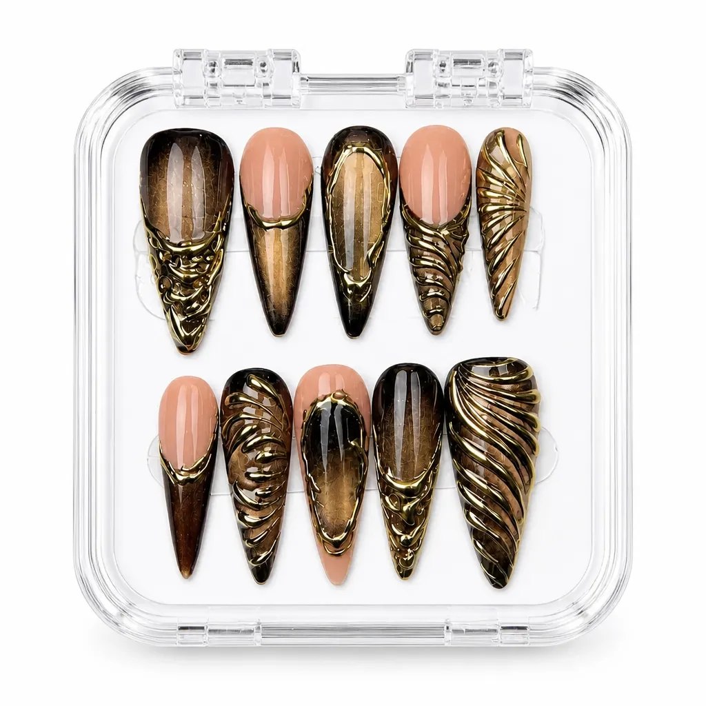 Nude Stiletto Luxe – Xưởng gia công Nailbox Sỉ thủ công