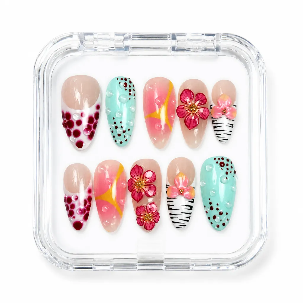 Nude Tropical Blossom – Xưởng gia công Nailbox Sỉ thủ công