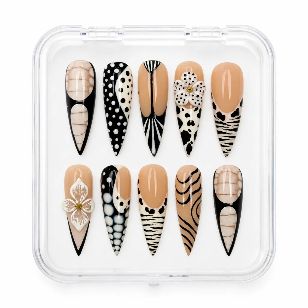 Nude Wildflower Elegance – Xưởng gia công Nailbox Sỉ thủ công