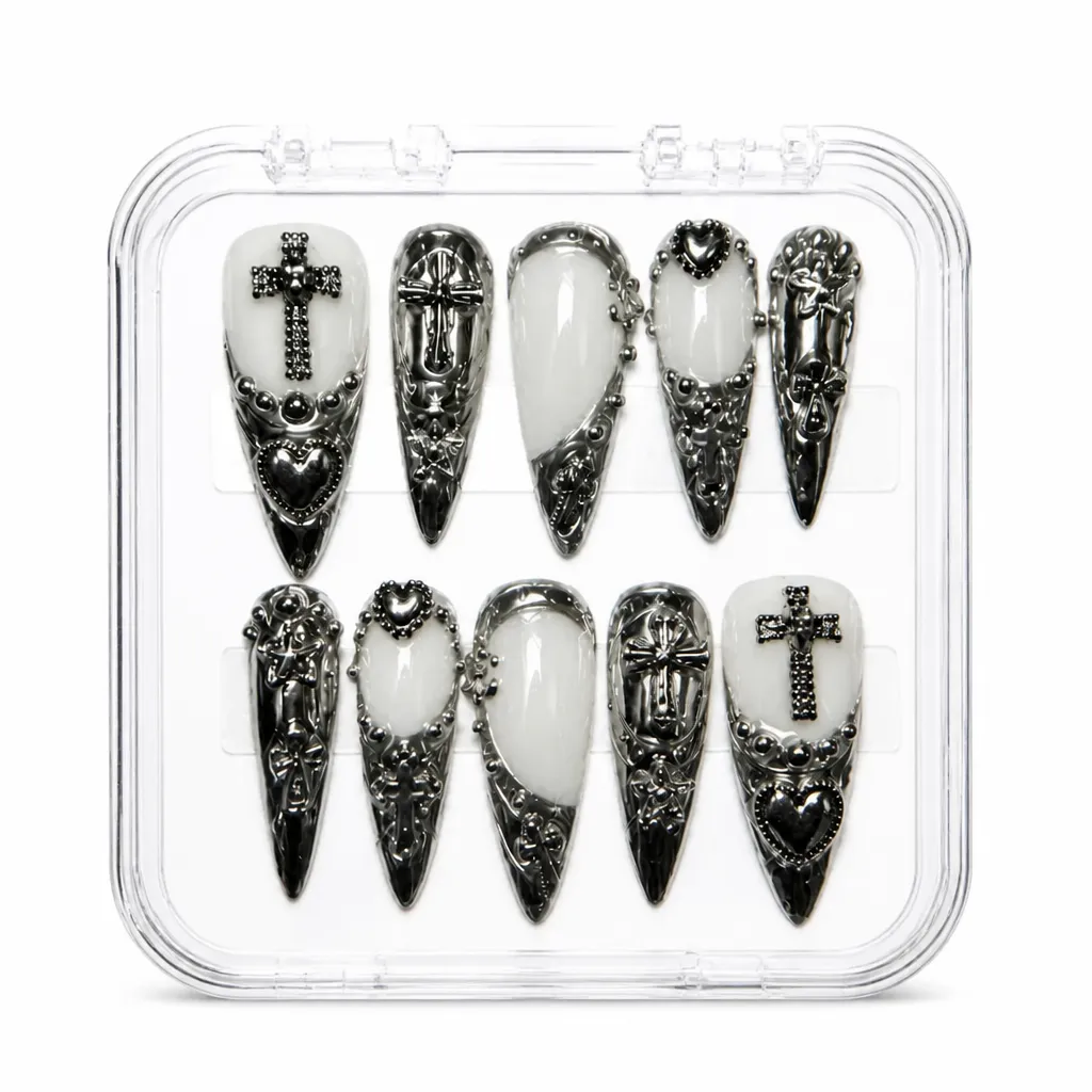 Obsidian Elegance Stiletto – Xưởng gia công Nailbox Sỉ thủ công