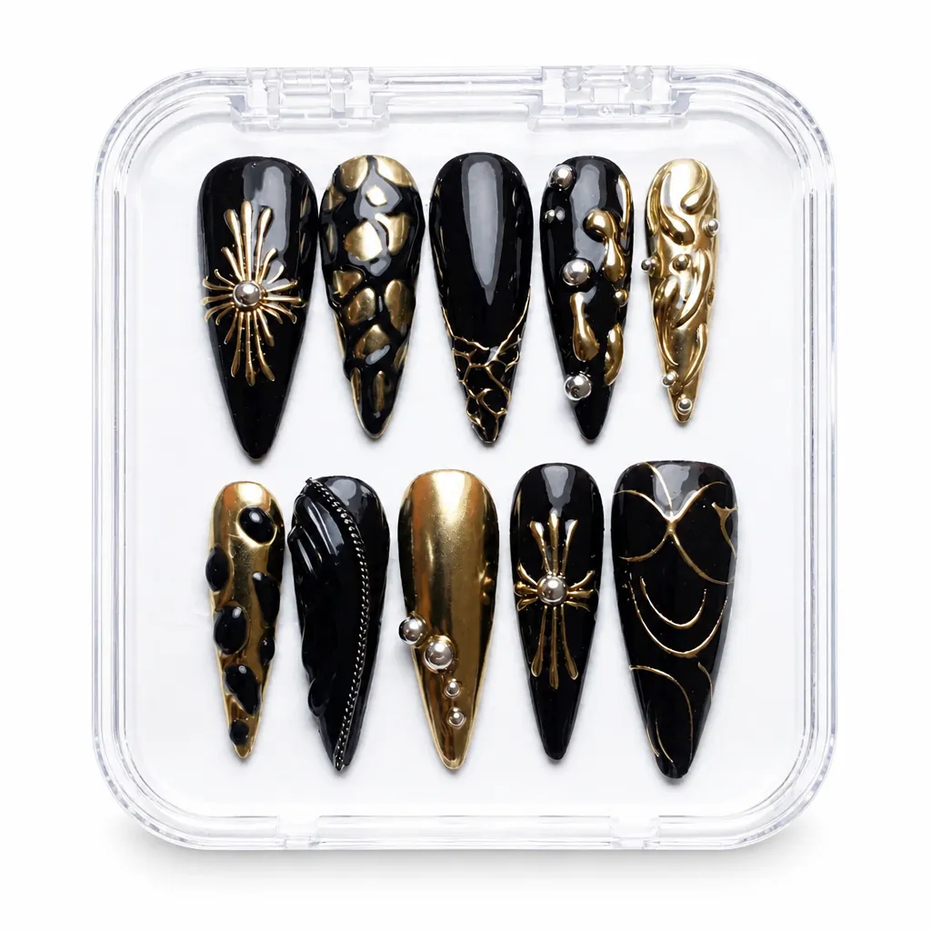 Obsidian Luxe – Mẫu Nailbox Sỉ Thiết Kế Thủ Công