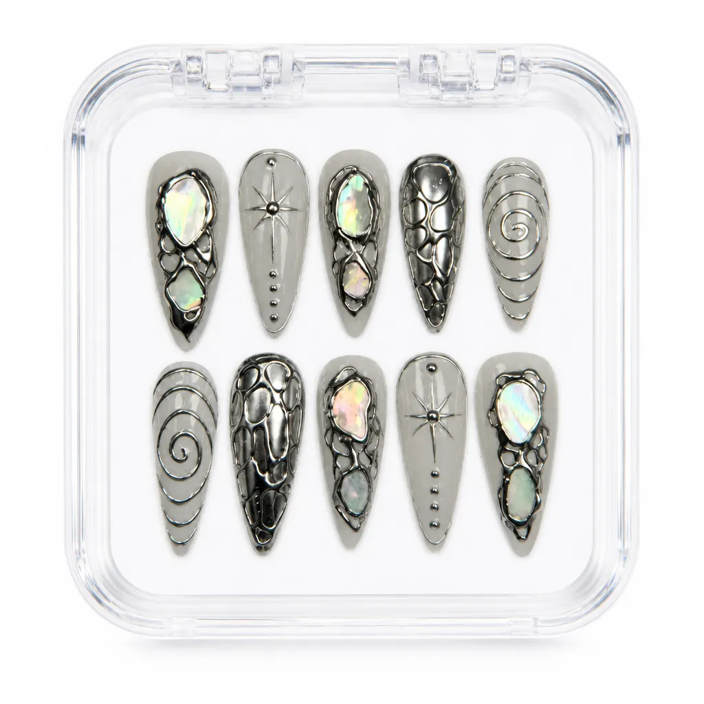 Obsidian Opal Elegance – Xưởng gia công Nailbox Sỉ thủ công
