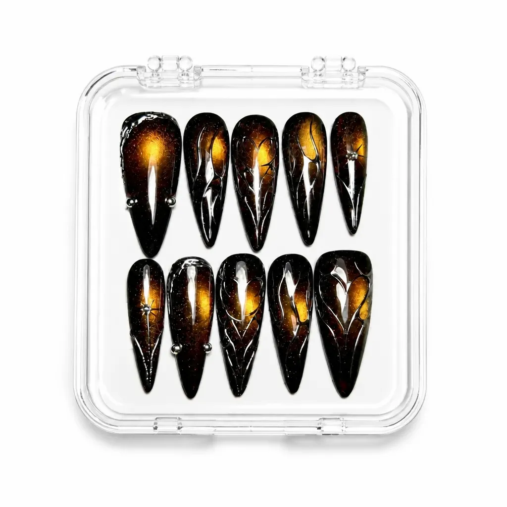 Obsidian Radiance – Xưởng gia công Nailbox Sỉ thủ công