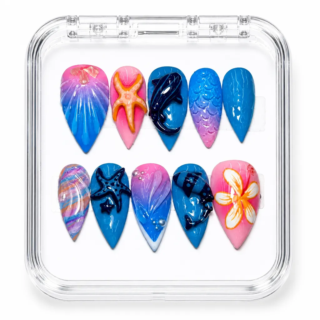 Ocean Bloom Stilettos – Xưởng gia công Nailbox Sỉ thủ công