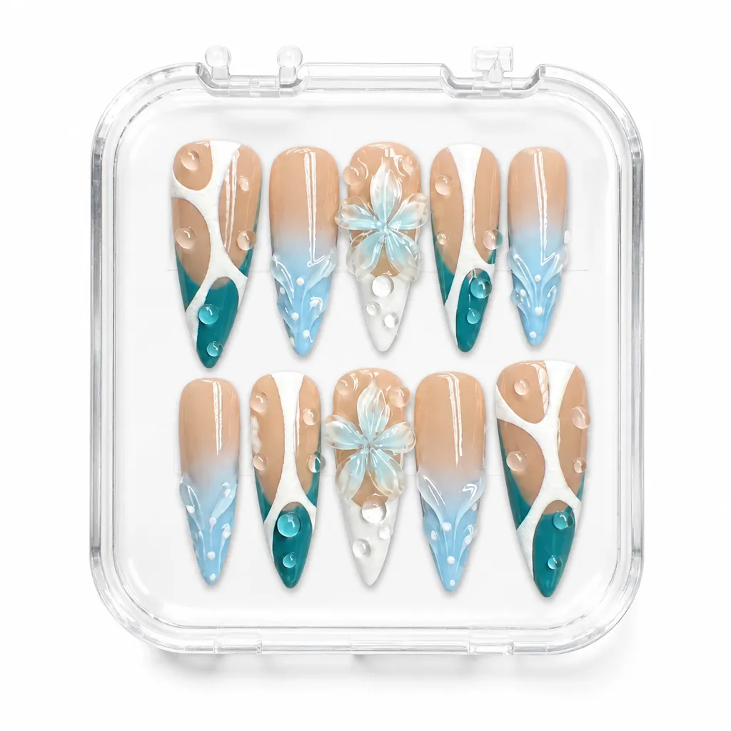 Ocean Wave Flora – Xưởng gia công Nailbox Sỉ thủ công