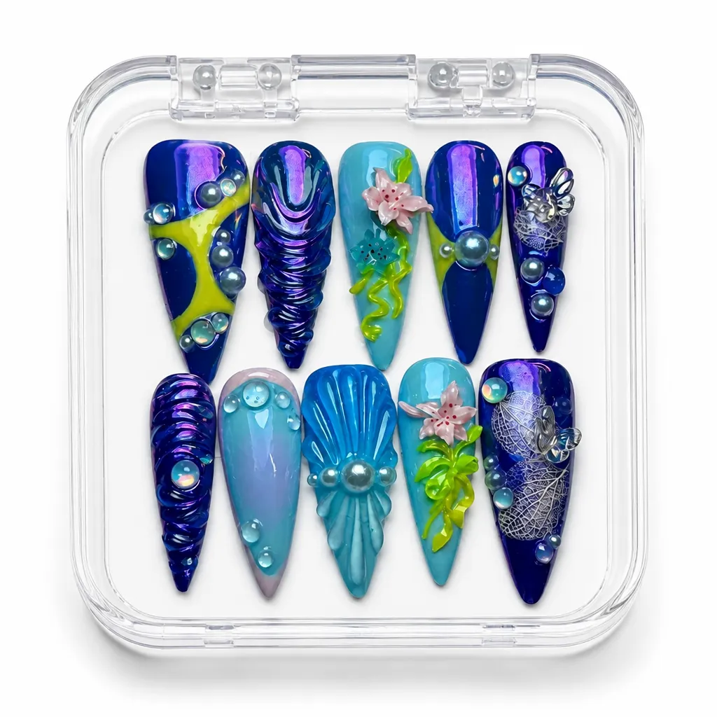 Oceanic Bloom Stiletto – Xưởng gia công Nailbox Sỉ thủ công