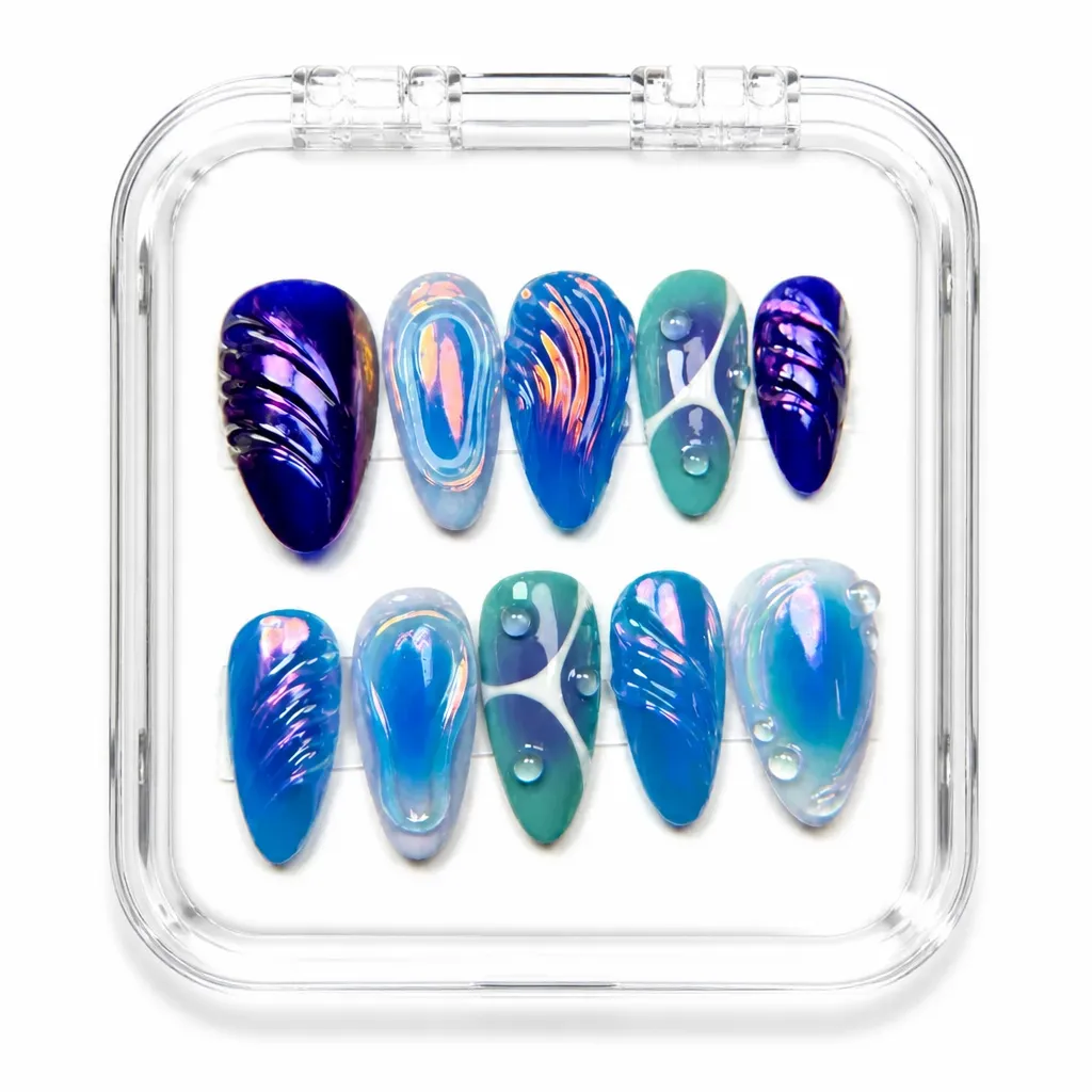 Oceanic Swirl – Xưởng gia công Nailbox Sỉ thủ công