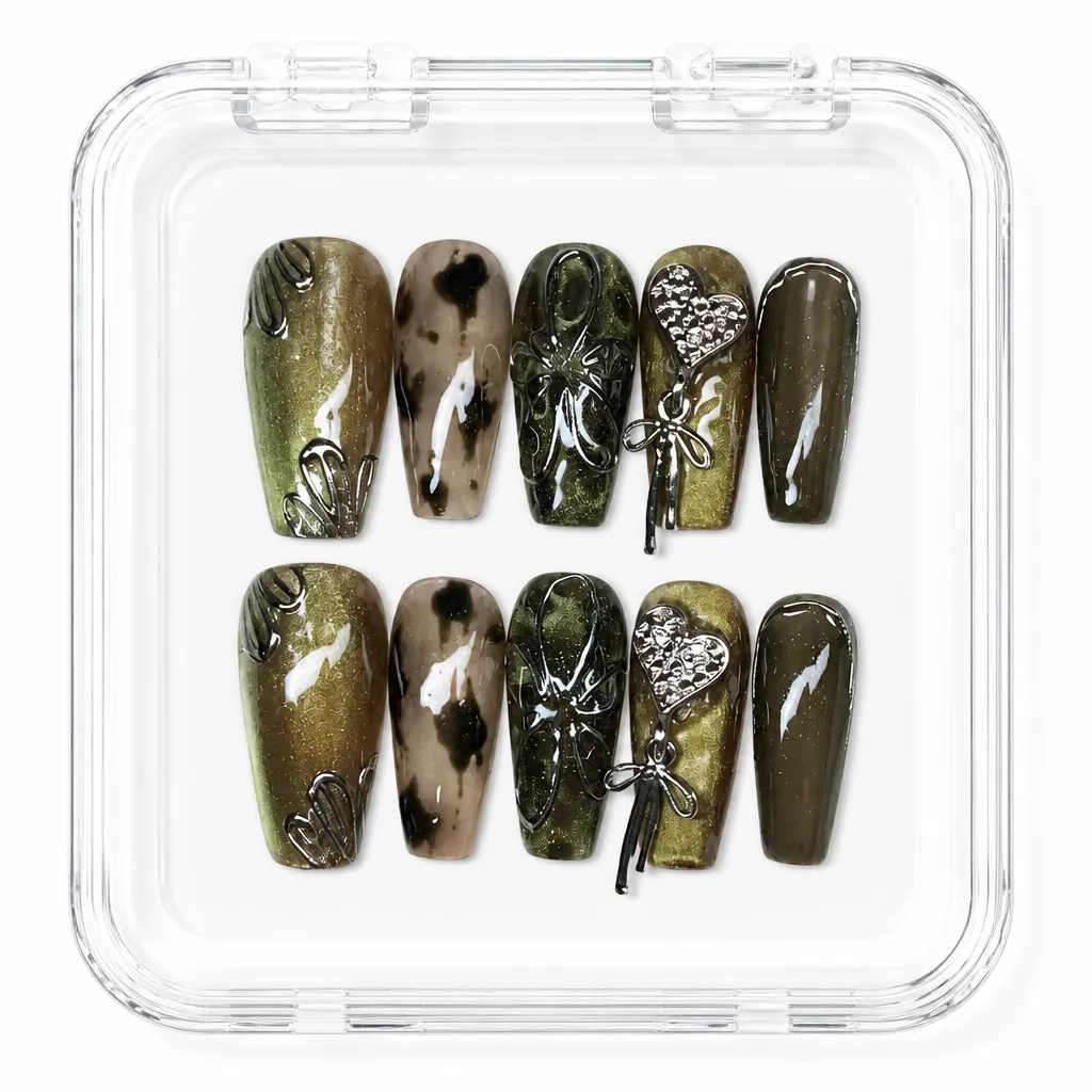 Olive Velvet Charm – Xưởng gia công Nailbox Sỉ thủ công
