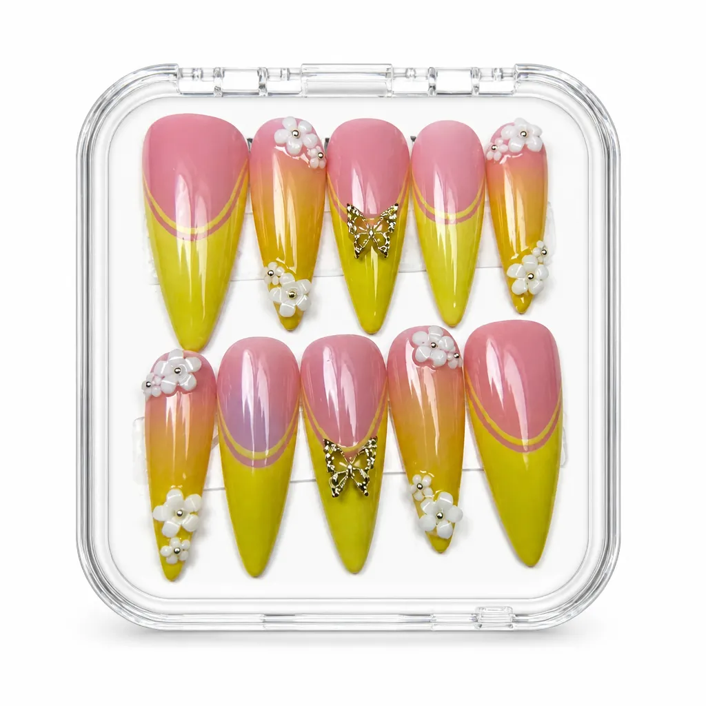 Ombré Luxe Stiletto – Xưởng gia công Nailbox Sỉ thủ công