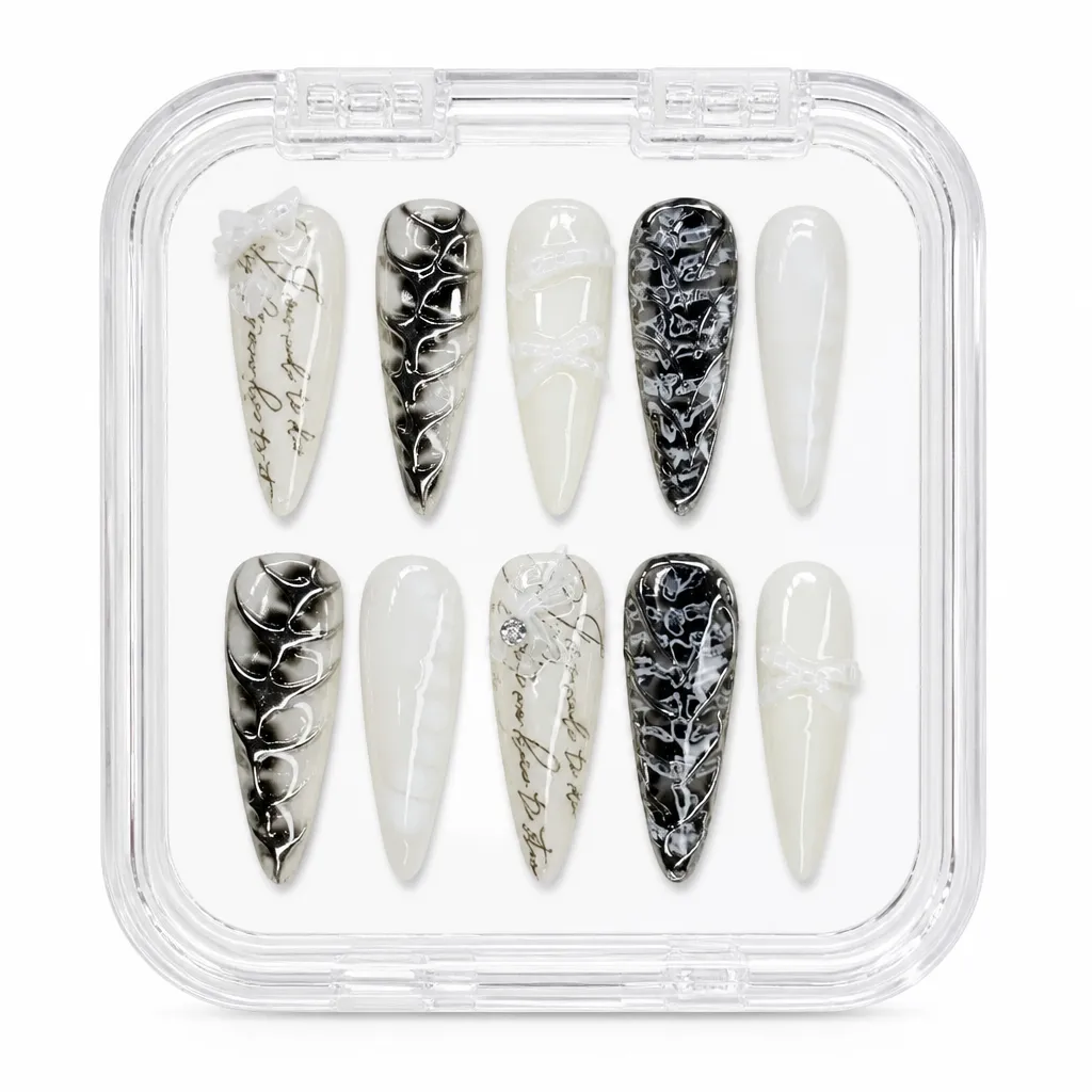 Onyx Marble Script – Xưởng gia công Nailbox Sỉ thủ công