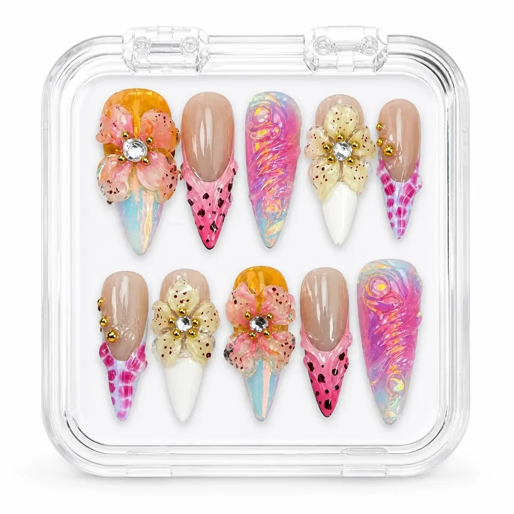 Opalescent Floral Dream – Xưởng gia công Nailbox Sỉ thủ công