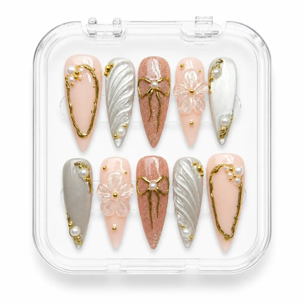 Opulent Pearl Floral – Xưởng gia công Nailbox Sỉ thủ công