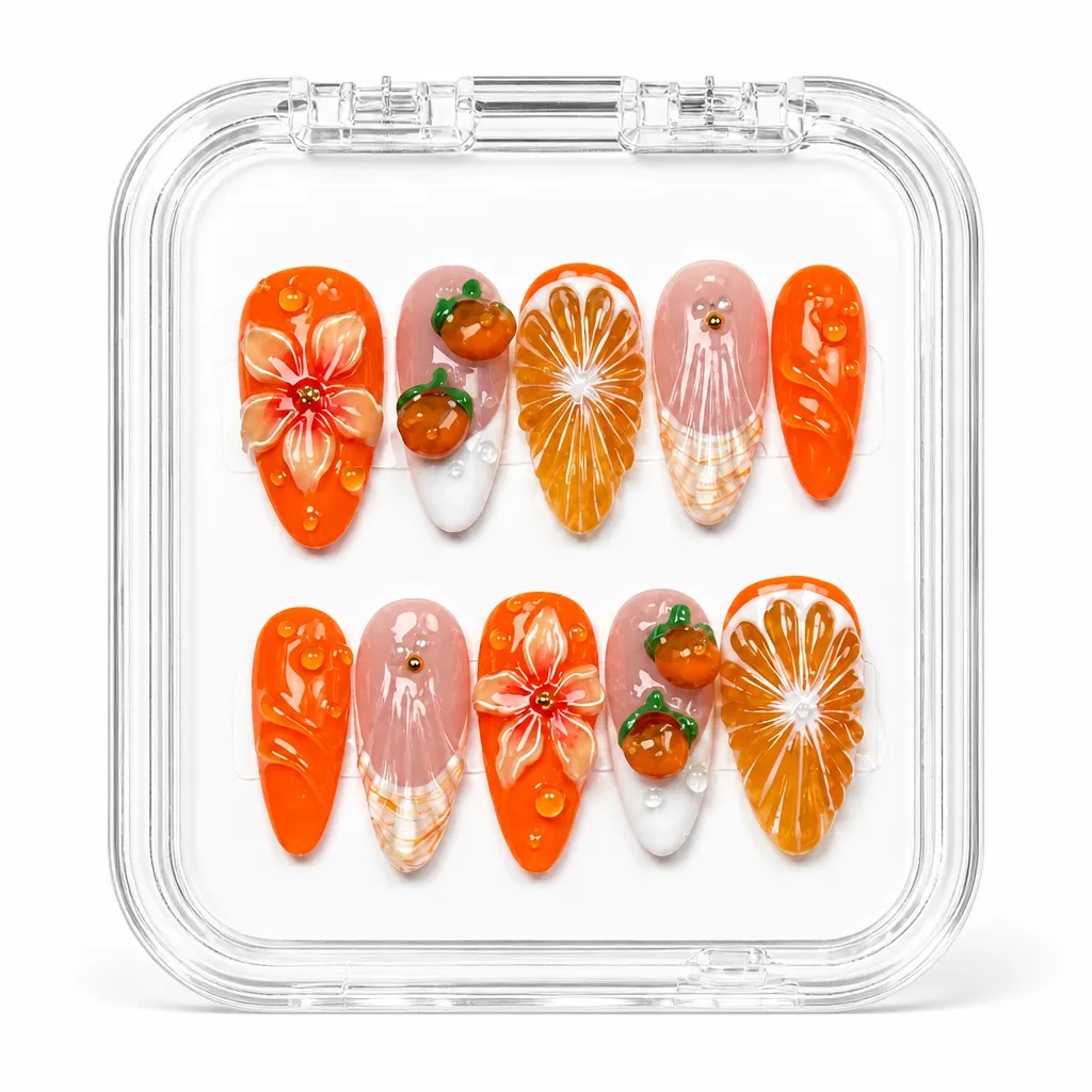 Orange Citrus Radiance – Xưởng gia công Nailbox Sỉ thủ công
