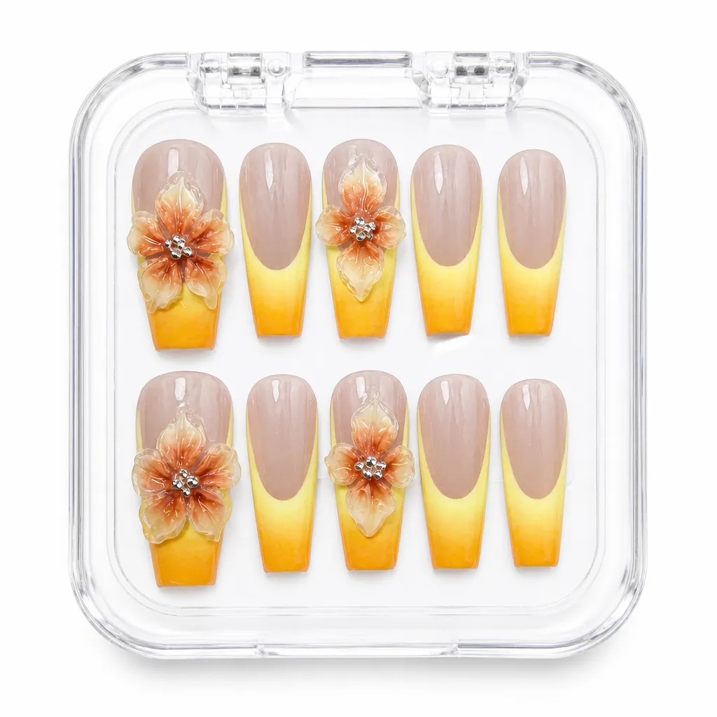 Orange Floral – Xưởng gia công Nailbox Sỉ thủ công