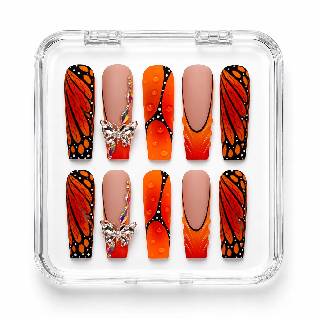 Orange Monarch Luxe – Xưởng gia công Nailbox Sỉ thủ công