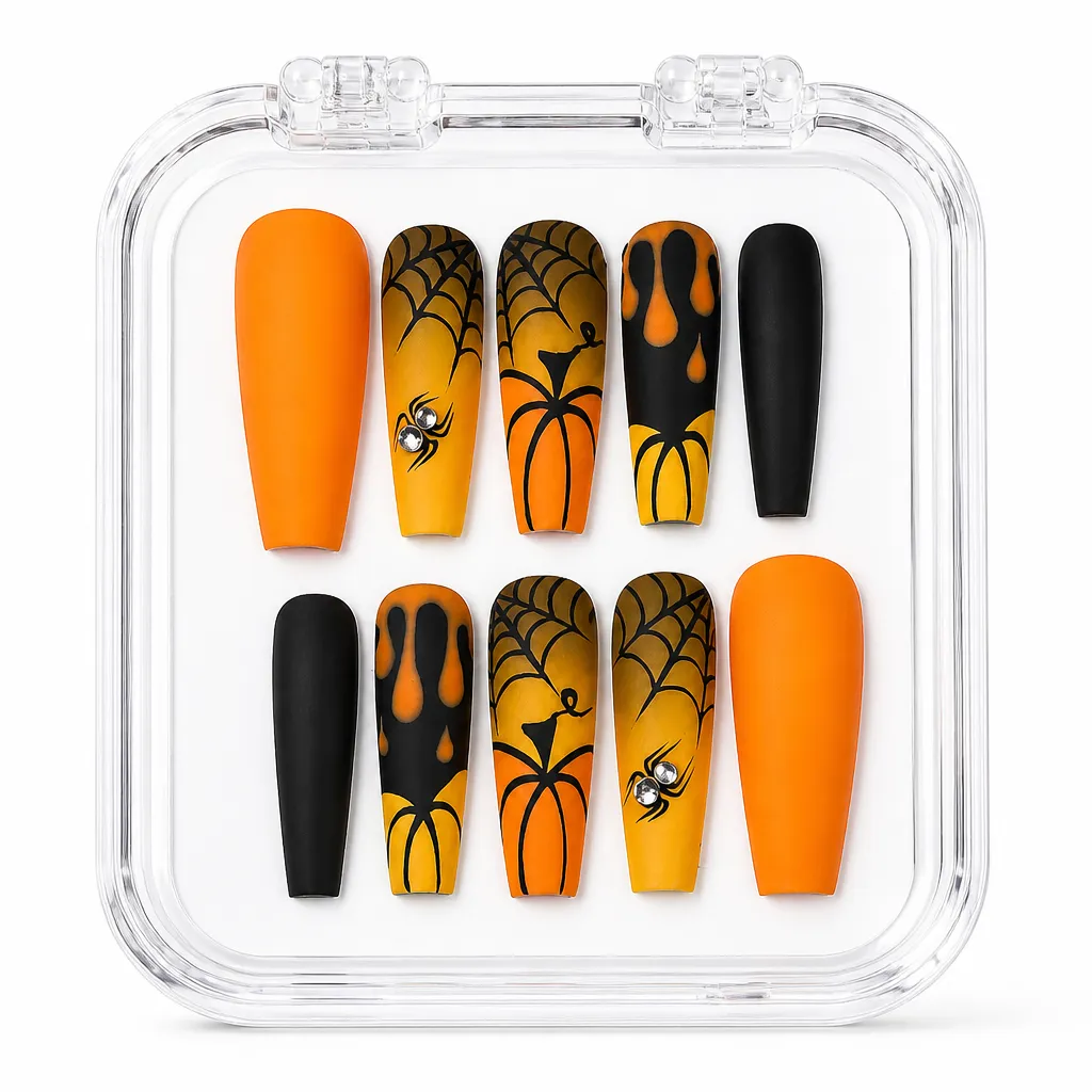 Orange Web – Mẫu Nailbox Sỉ Thiết Kế Thủ Công