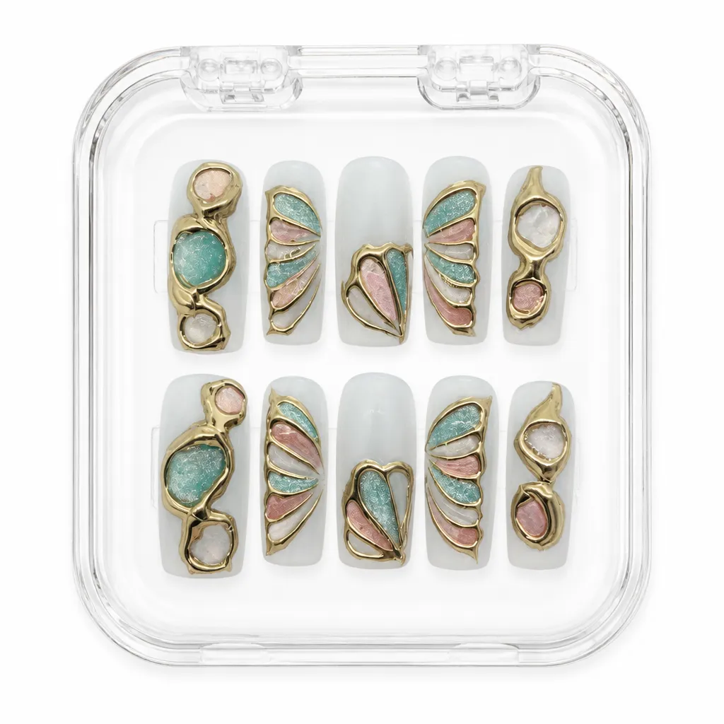 Pastel Butterfly Stained – Mẫu Nailbox Sỉ Thiết Kế Thủ Công