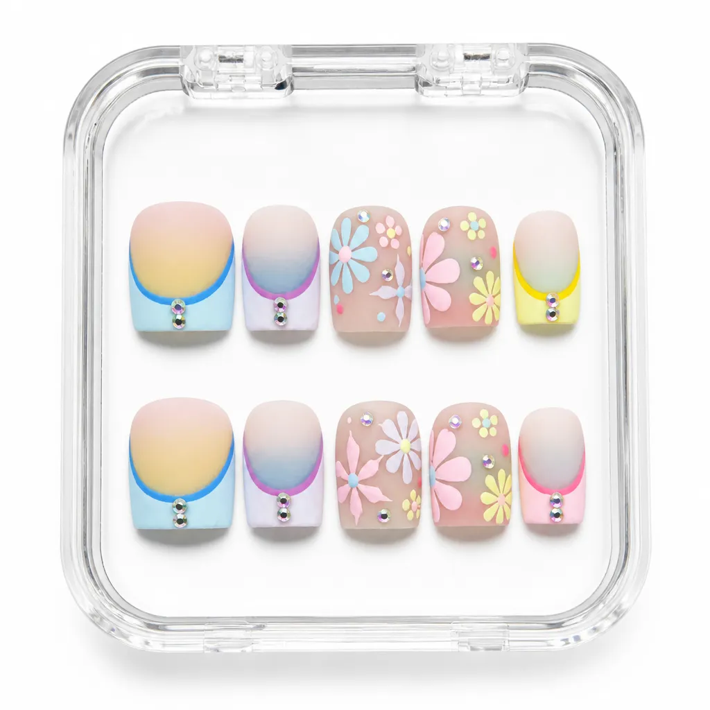 Pastel Floral Rainbow – Xưởng Nailbox Sỉ Thủ Công