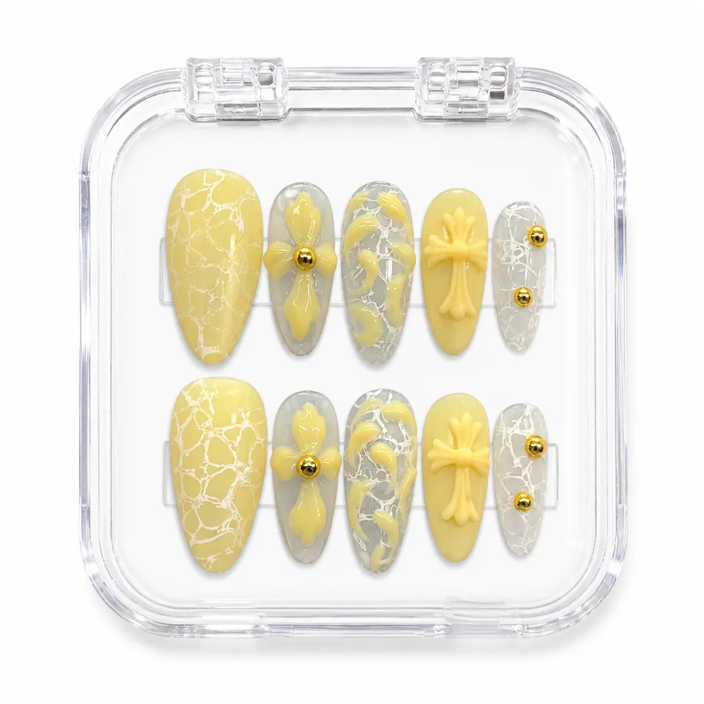 Pastel Ivory Cross – Mẫu Nailbox Sỉ Thiết Kế Thủ Công