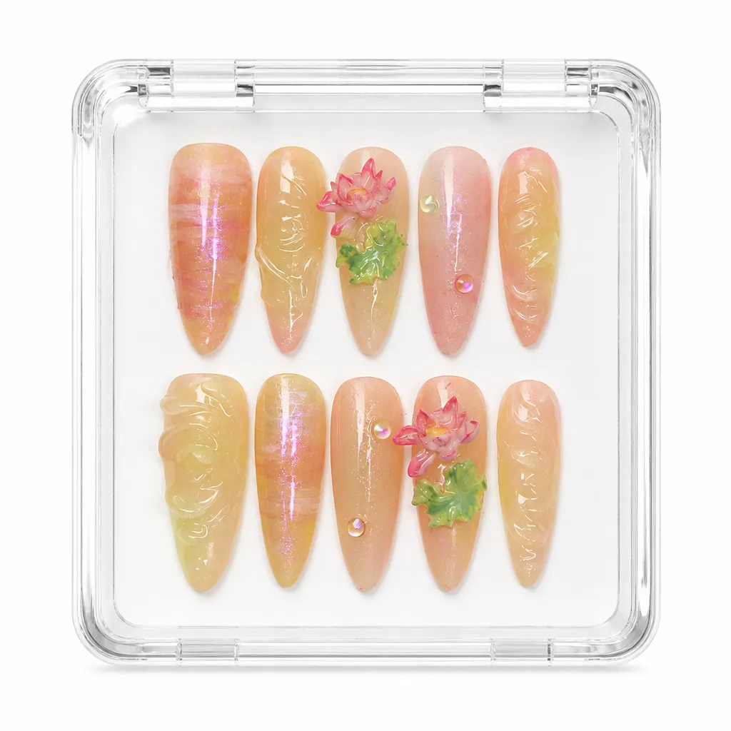 Pastel Lotus Shimmer – Xưởng gia công Nailbox Sỉ thủ công