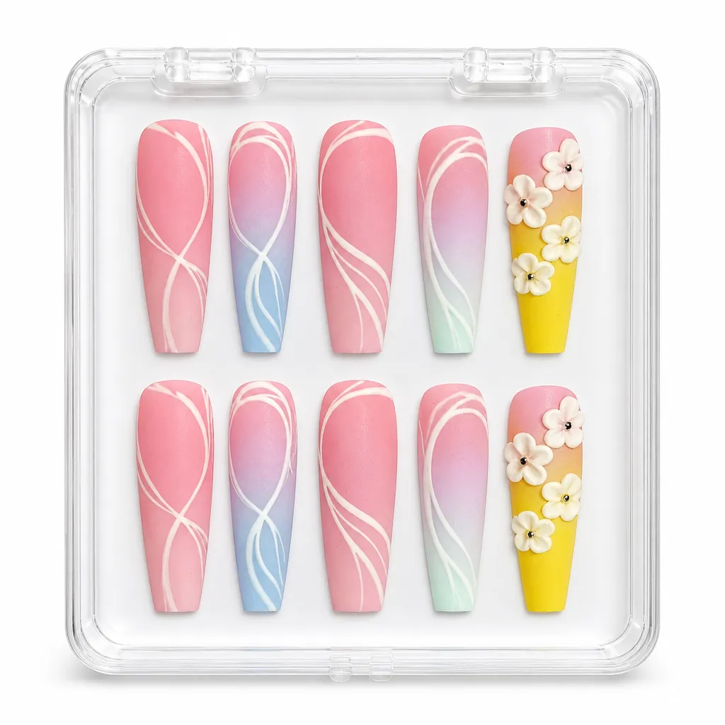 Pastel Meadow Dreams – Xưởng gia công Nailbox Sỉ thủ công