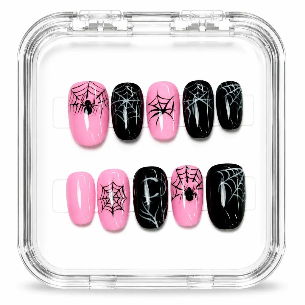 Pastel Pink Spiderweb – Xưởng gia công Nailbox Sỉ thủ công