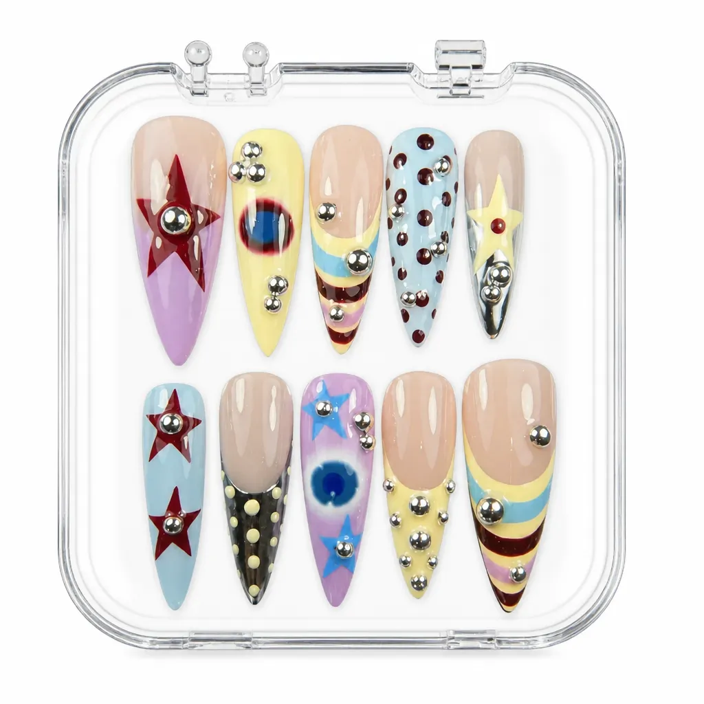 Pastel Punk Stars – Xưởng gia công Nailbox Sỉ thủ công
