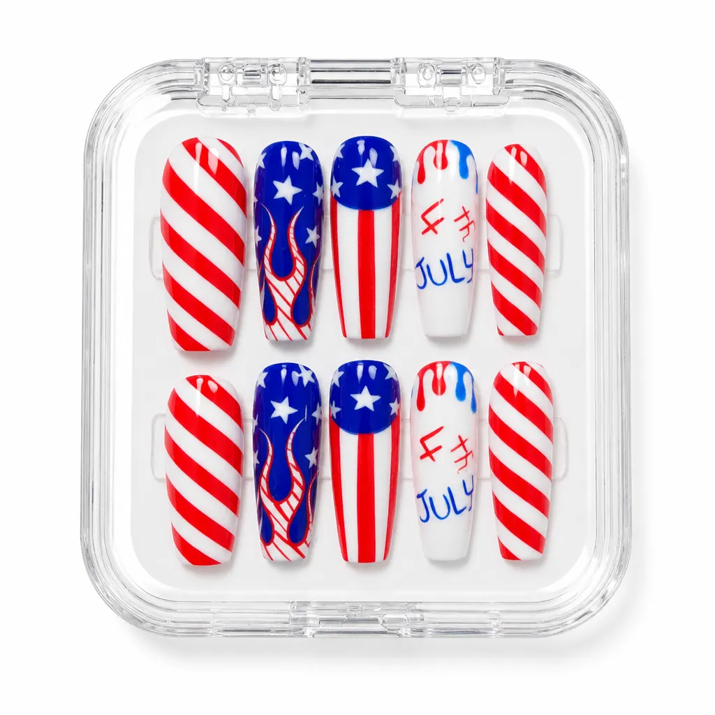 Patriotic Flame Set – Xưởng gia công Nailbox Sỉ thủ công
