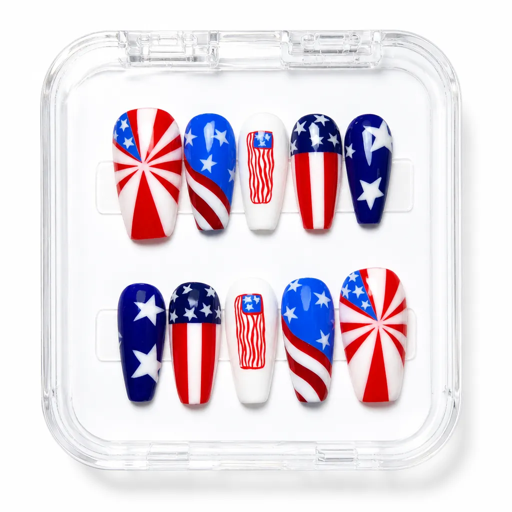 Patriotic Pinwheel Pride – Xưởng gia công Nailbox Sỉ thủ công
