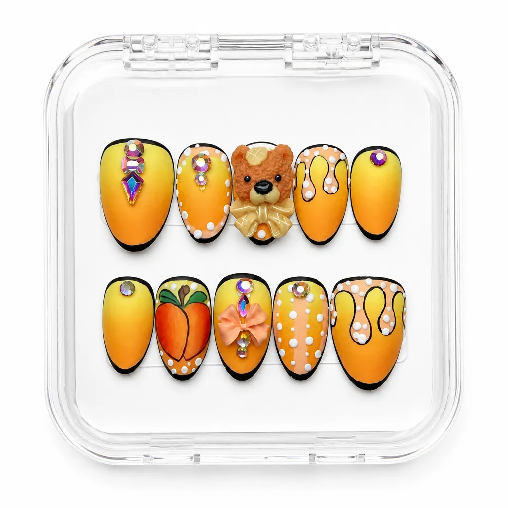 Peachy Bear Sweetness – Xưởng gia công Nailbox Sỉ thủ công