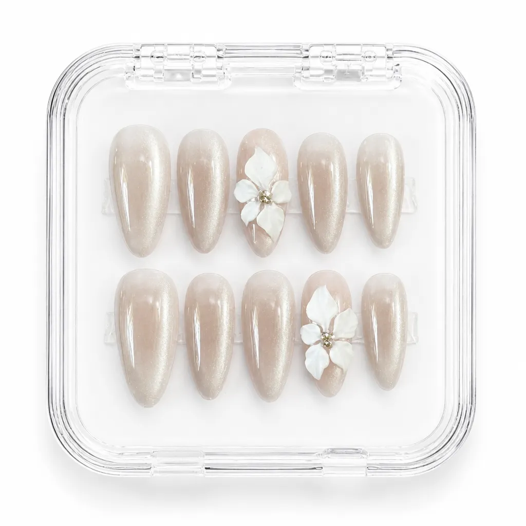 Pearl Petal Glow – Xưởng gia công Nailbox Sỉ thủ công