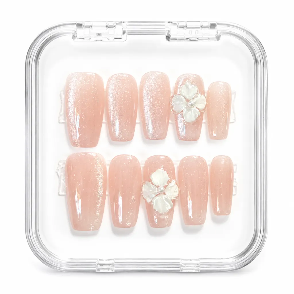 Petal Blush Glow – Xưởng gia công Nailbox Sỉ thủ công