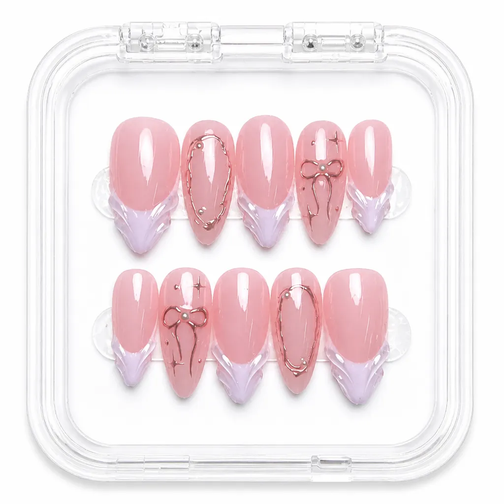Pink Bow Elegance – Xưởng gia công Nailbox Sỉ thủ công