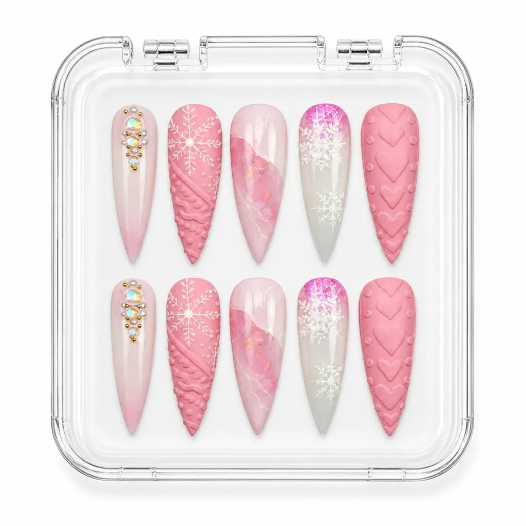 Pink Glitter Stiletto – Xưởng gia công Nailbox Sỉ thủ công