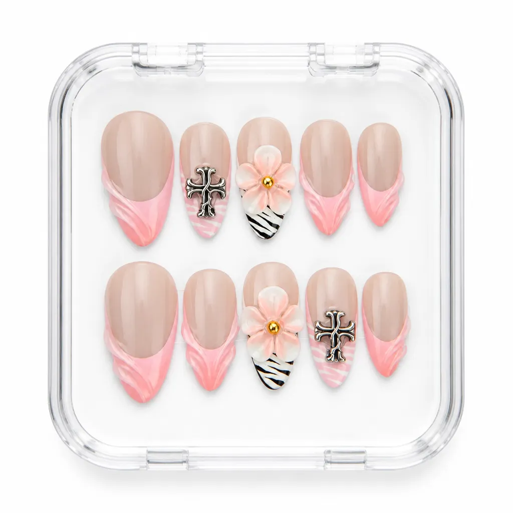 Pink Gothic Cross – Xưởng gia công Nailbox Sỉ thủ công