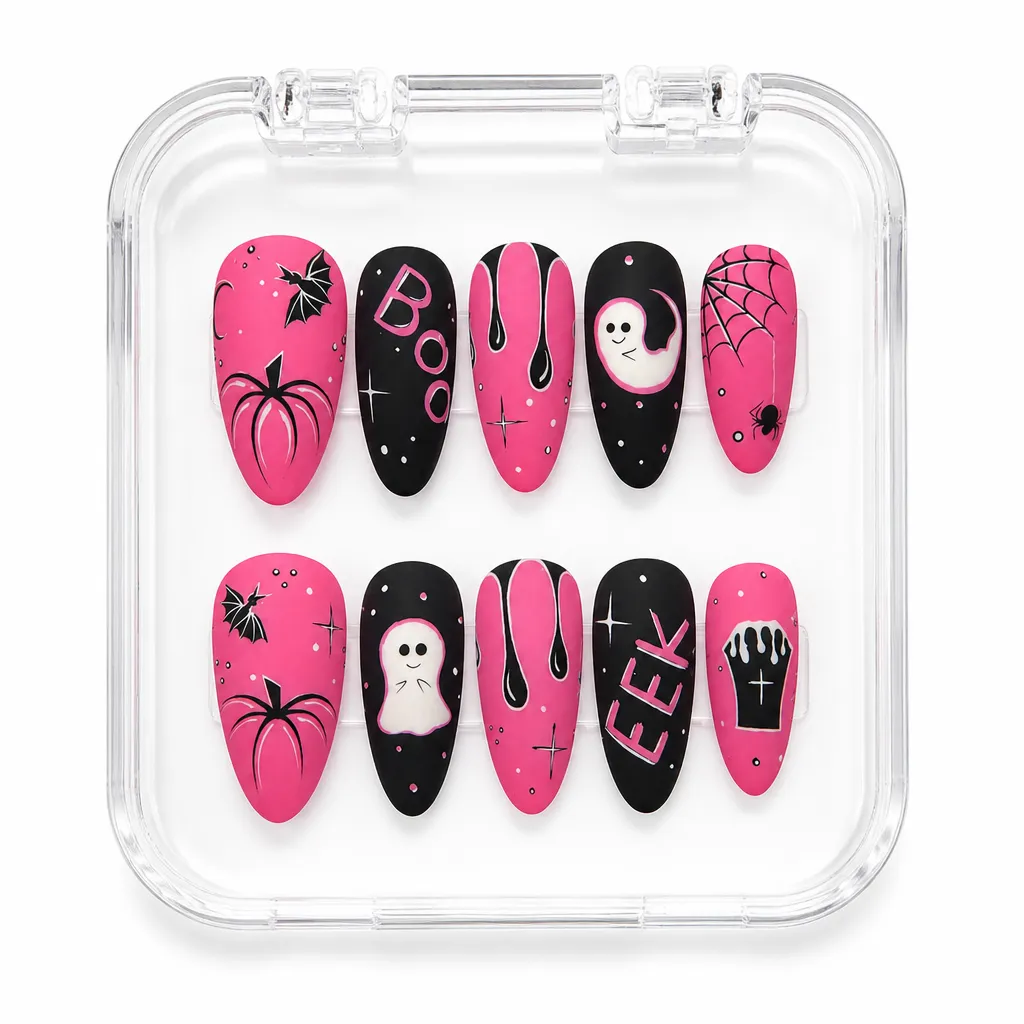 Pink Halloween – Mẫu Nailbox Sỉ Thiết Kế Thủ Công