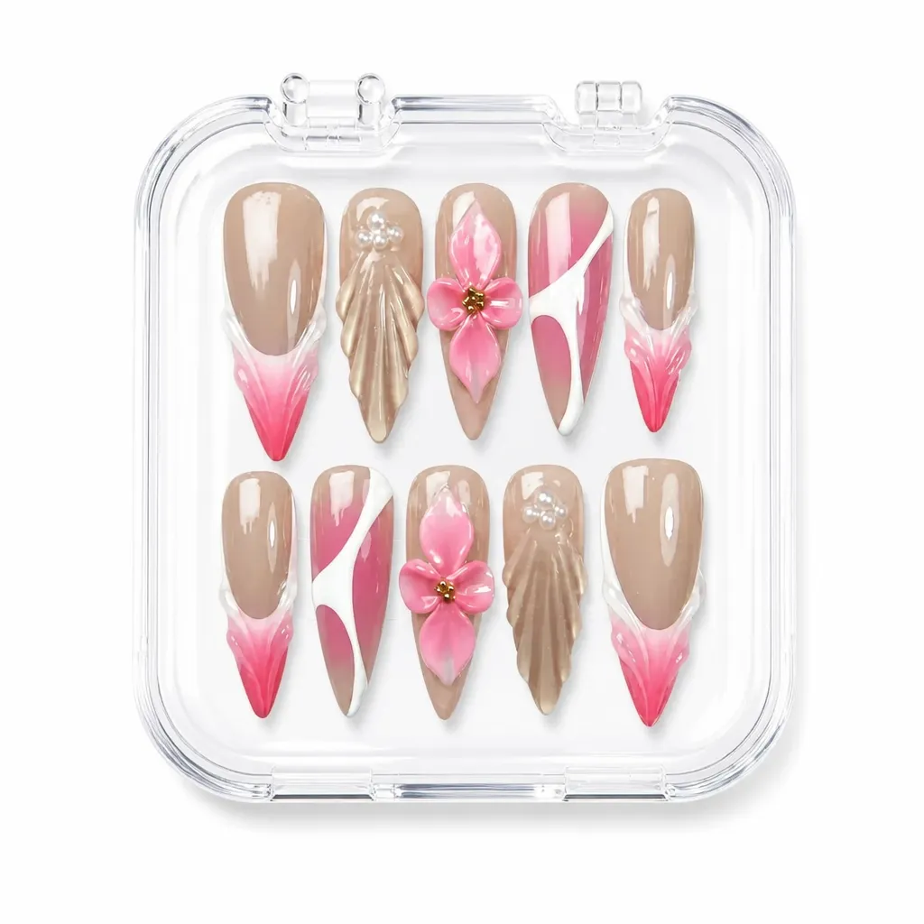Pink Petal Elegance – Xưởng gia công Nailbox Sỉ thủ công