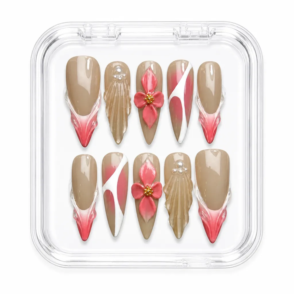 Pink Petal Geometry – Xưởng gia công Nailbox Sỉ thủ công