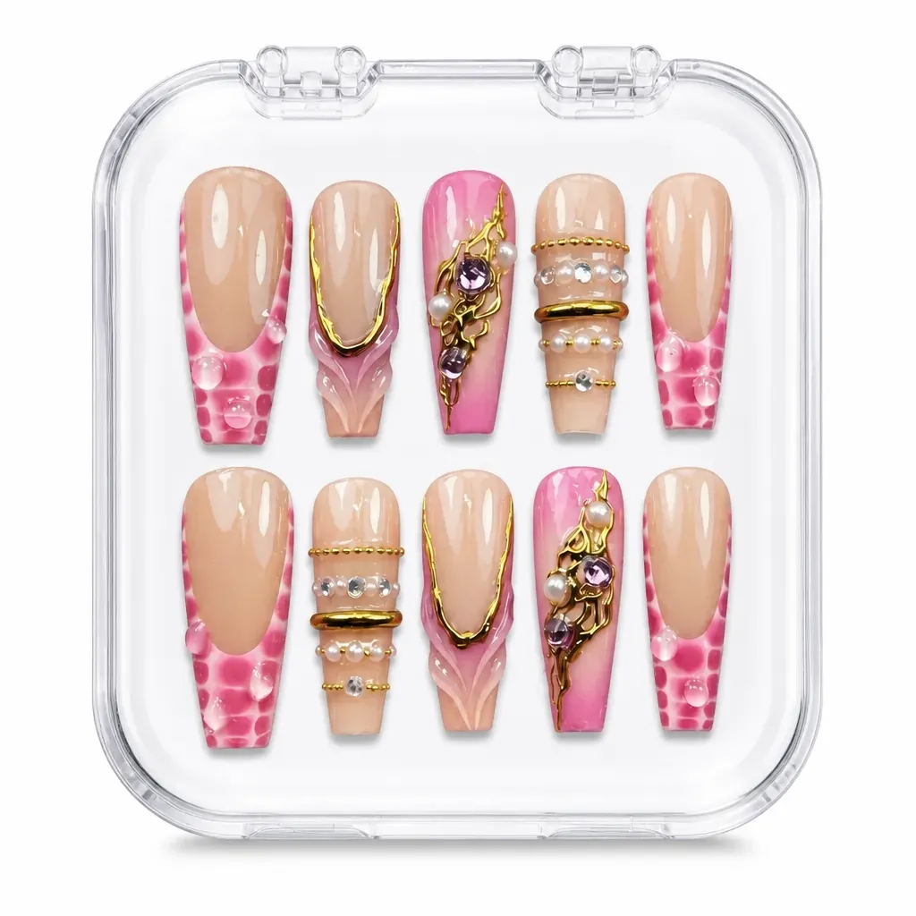 Pink Quilted Luxury – Xưởng gia công Nailbox Sỉ thủ công
