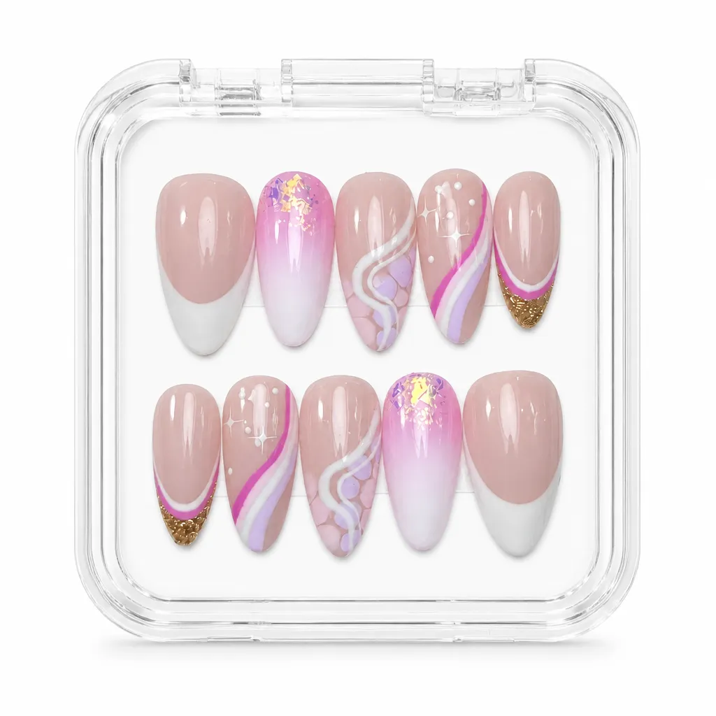 Pink Swirl Dream – Xưởng gia công Nailbox Sỉ thủ công