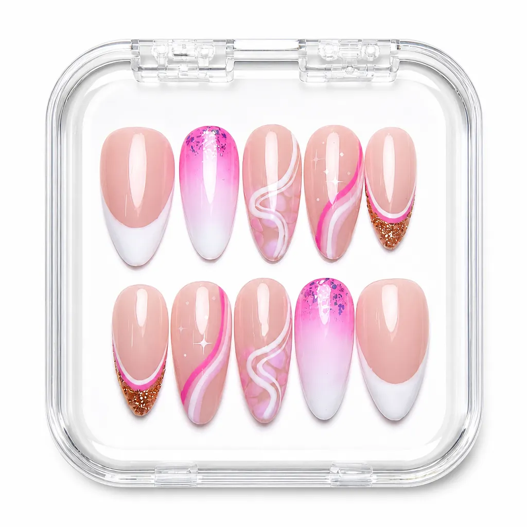 Pink Swirls – Xưởng gia công Nailbox Sỉ thủ công