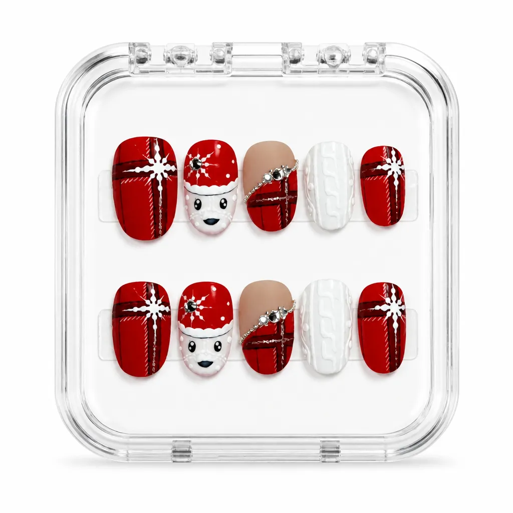 Plaid Polar Bear – Xưởng gia công Nailbox Sỉ thủ công