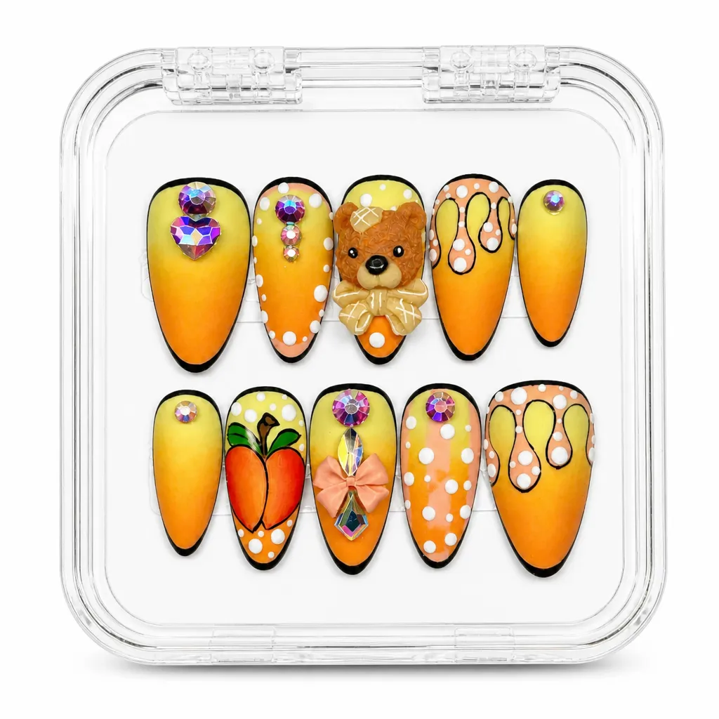 Playful Peach Bear – Xưởng gia công Nailbox Sỉ thủ công