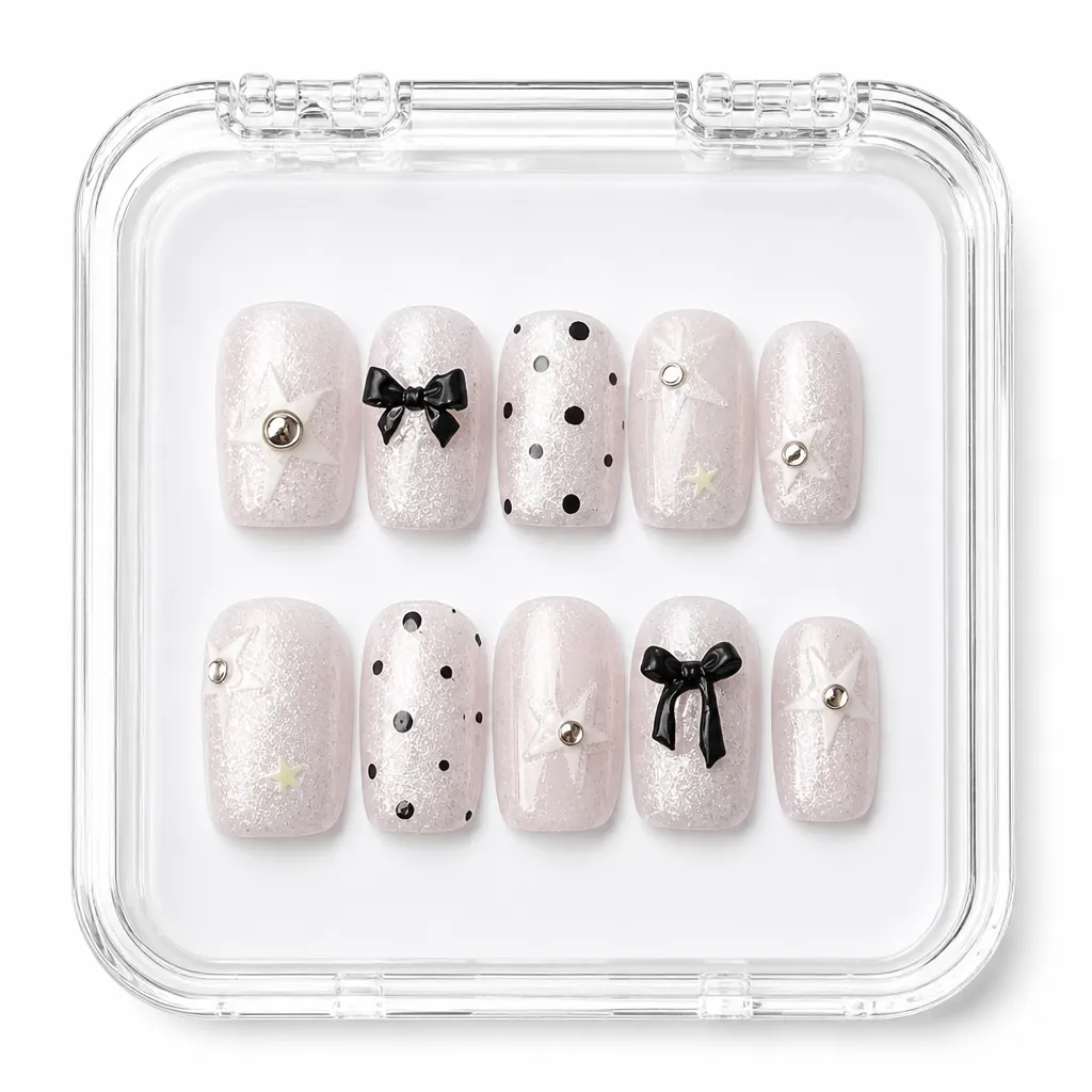 Polka Bow Soirée – Xưởng gia công Nailbox Sỉ thủ công