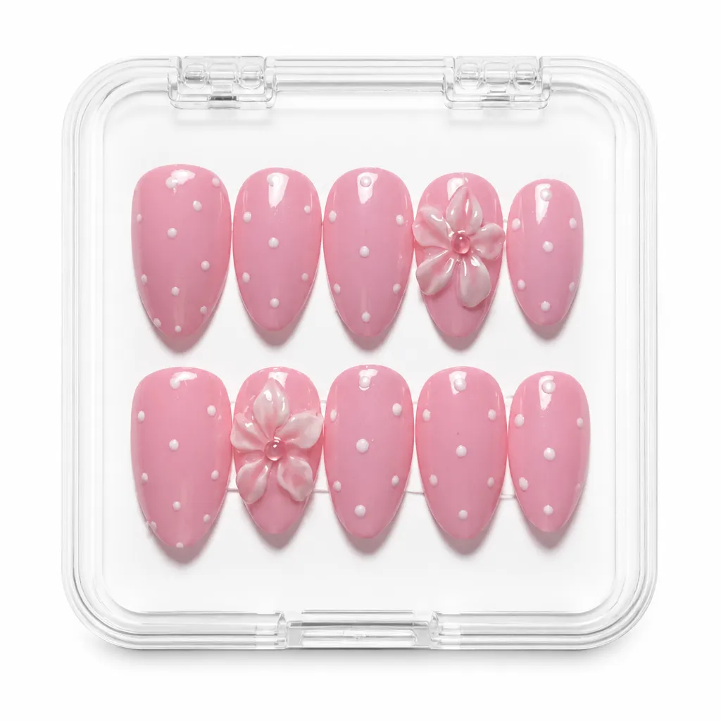 Polka Dot Bloom – Xưởng gia công Nailbox Sỉ thủ công
