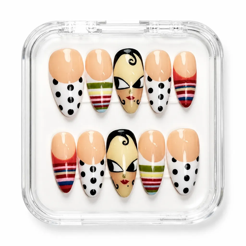 Polka Stripe Luxe – Xưởng gia công Nailbox Sỉ thủ công